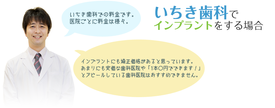 いちき歯科の場合のインプラントの費用